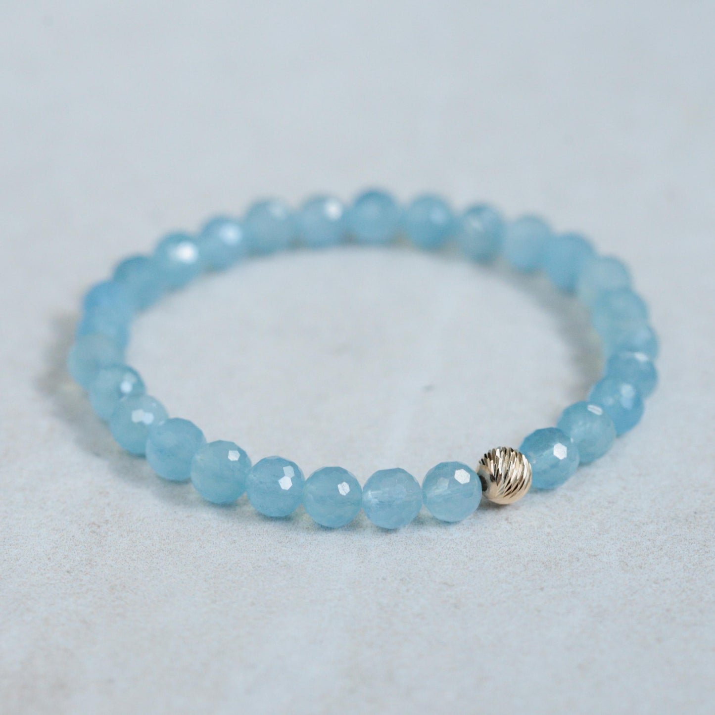 14K GOLD Aquamarine bracelet 6mm | March birthstone | AAA Aquamarine bracelet | Genuine beaded aquamarine bracelet | aquamarine #multicut