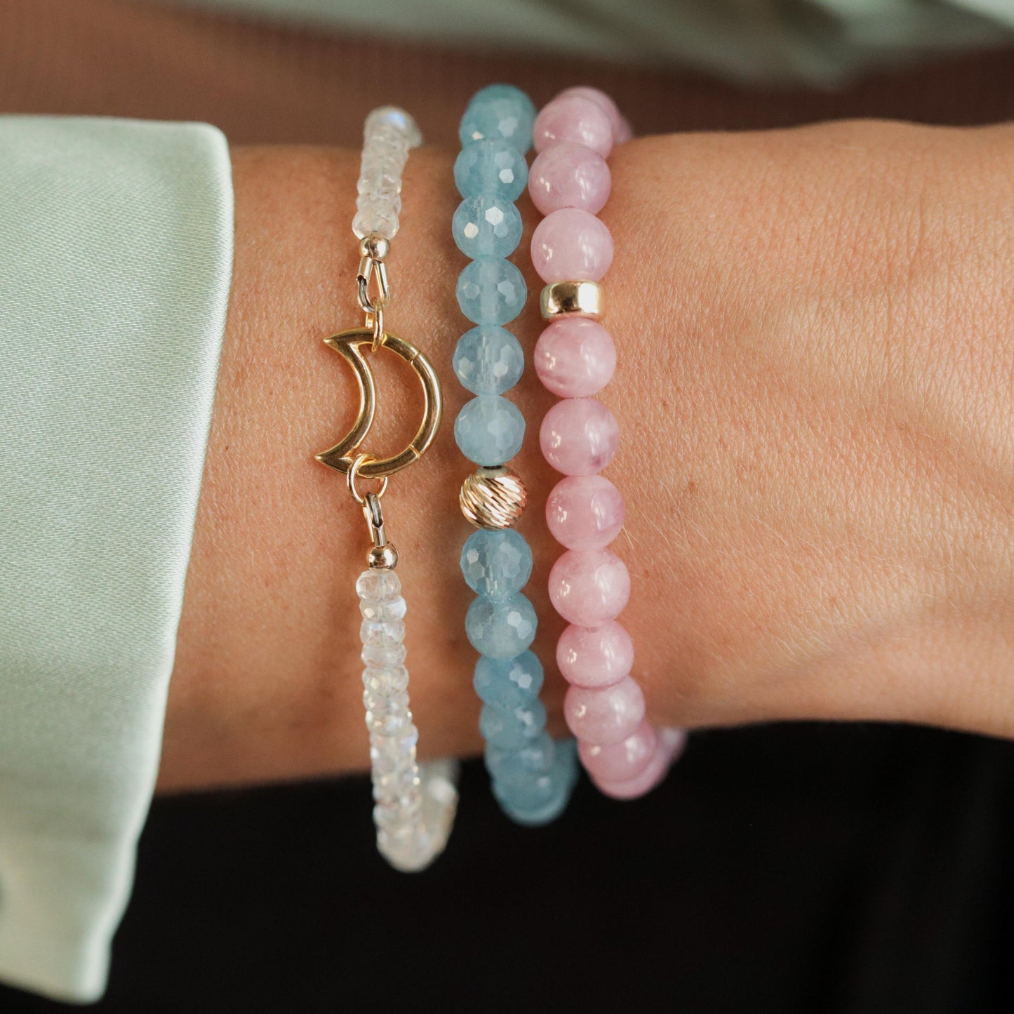 14K GOLD Aquamarine bracelet 6mm | March birthstone | AAA Aquamarine bracelet | Genuine beaded aquamarine bracelet | aquamarine #multicut