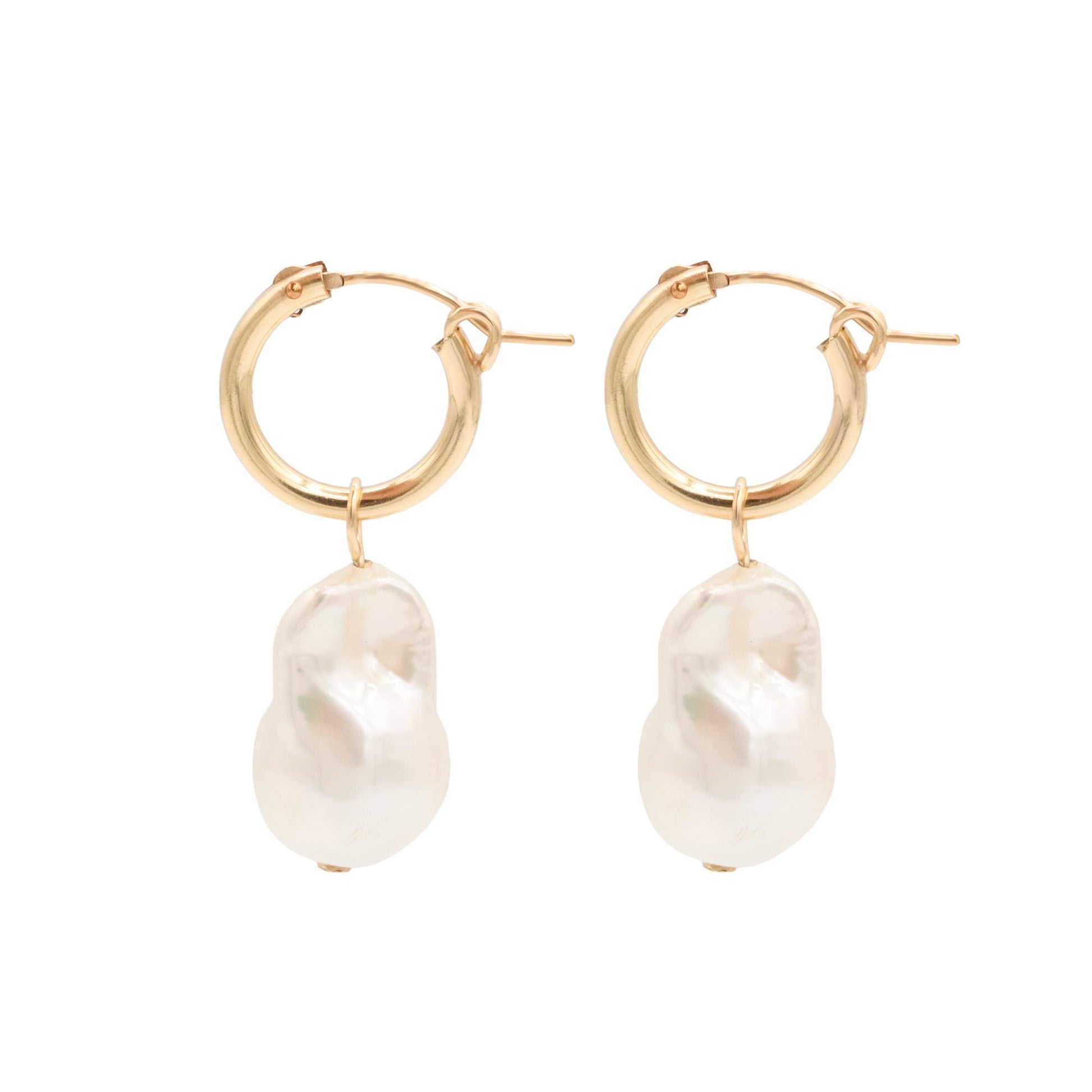 Freshwater pearl gold filled hoops