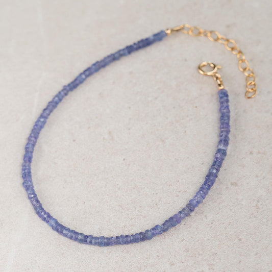 Tanzanite anklet | Beaded Tanzanite anklet bracelet, [EATP1632] women's gemstone anklet | delicate gemstone anklet | gemstone anklet