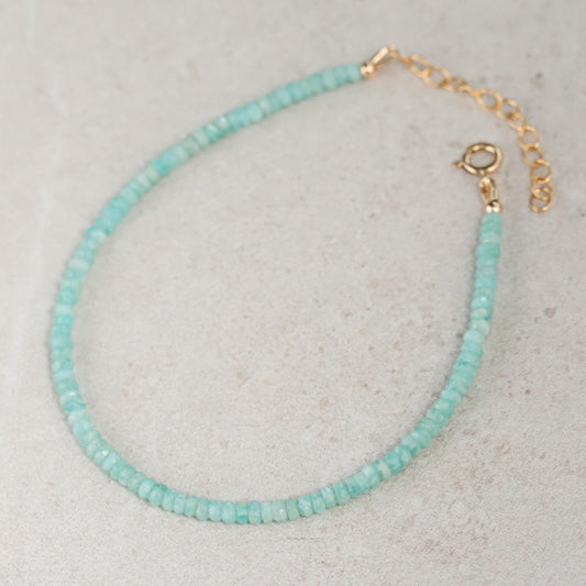 Amazonite anklet | Beaded Amazonite anklet bracelet, women's gemstone anklet [EAAP1445] | delicate gemstone anklet | gemstone anklet OOAK