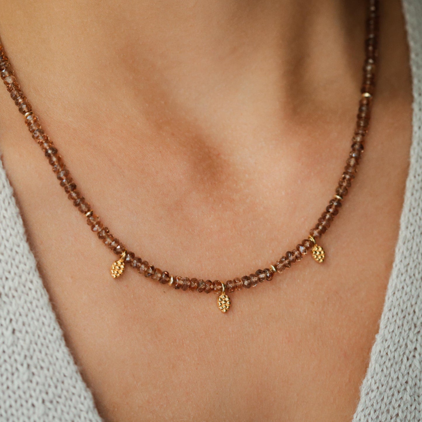AAAA+ Andalusite Necklace | Andalusite Beaded Necklace | Andalusite necklace for women | AAAA+ Andalusite | real Andalusite jewelry W