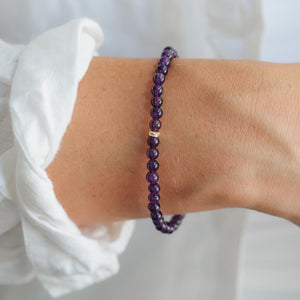 Amethyst 4mm bracelet with heart