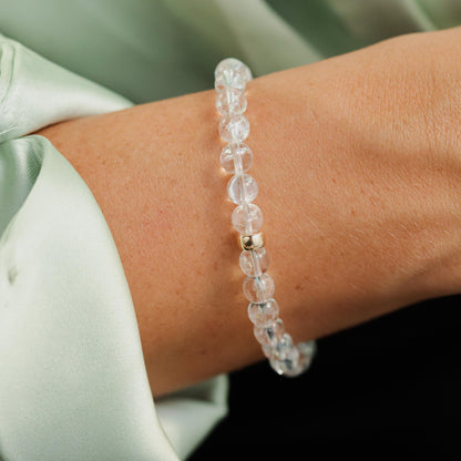 AAAA+ quality clear quartz 6mm | Abundance Bracelet | Cracked Clear Quartz Bracelet Stones | abundance, connection, clarity and wisdom