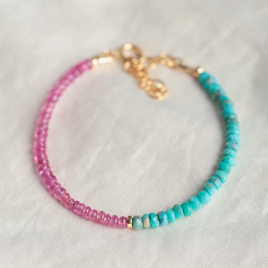 Pink sapphire & Turquoise - 14K