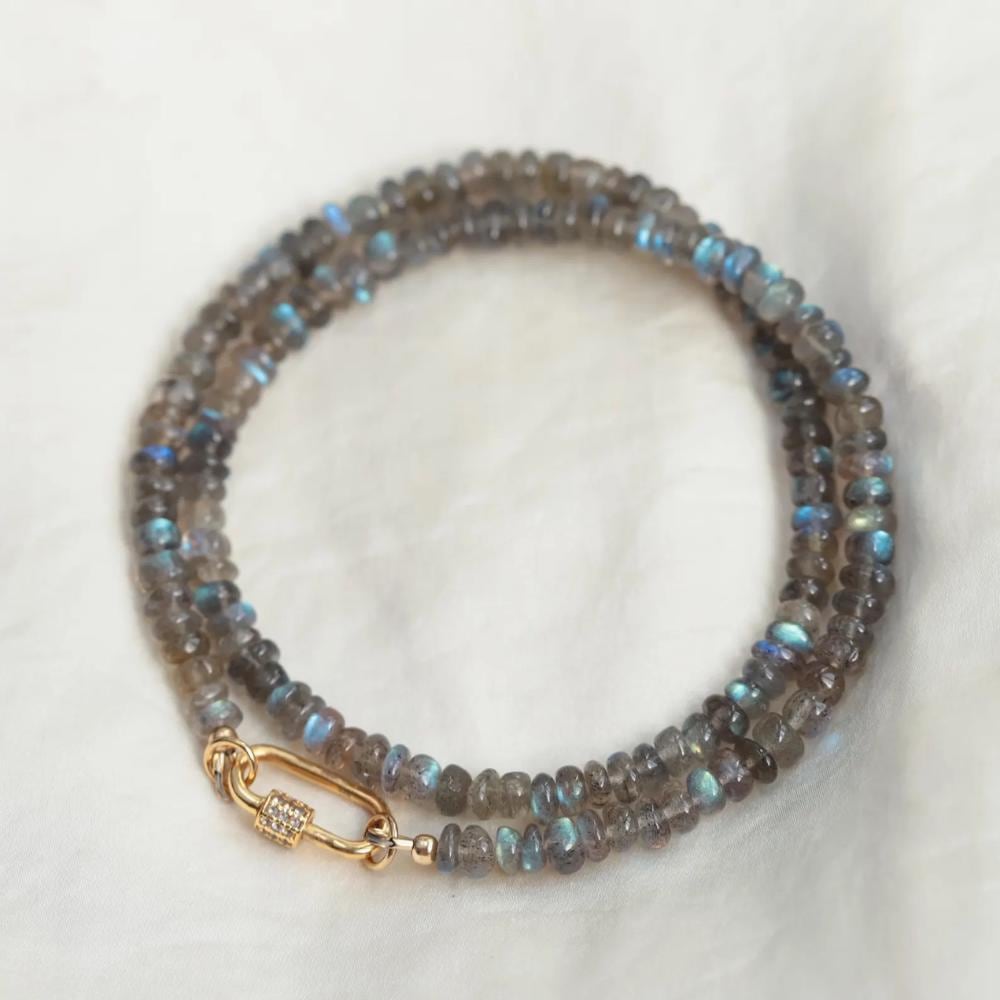Labradorite beaded necklace | gold labradorite necklace | flashy labradorite jewelry | statement labradorite necklace | labradorite choker