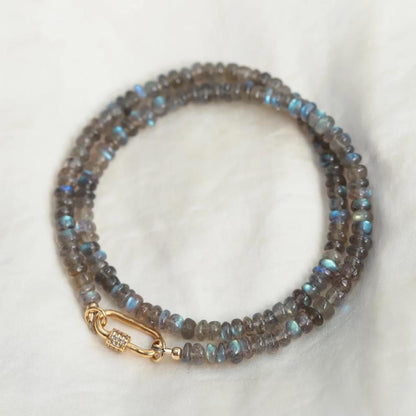 Labradorite beaded necklace | gold labradorite necklace | flashy labradorite jewelry | statement labradorite necklace | labradorite choker