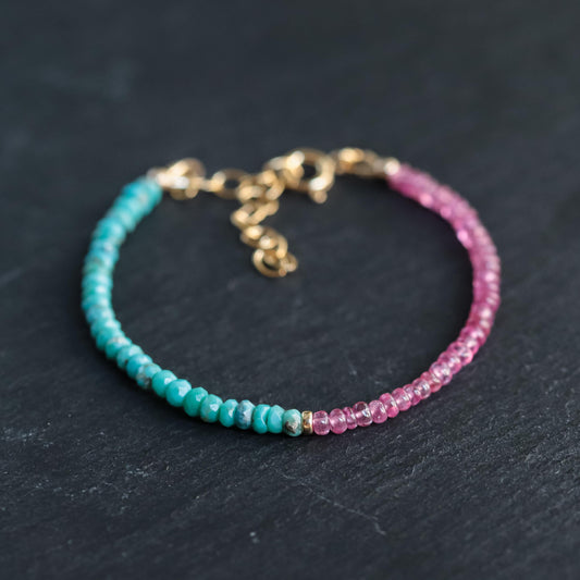 Pink sapphire & Turquoise - 14K