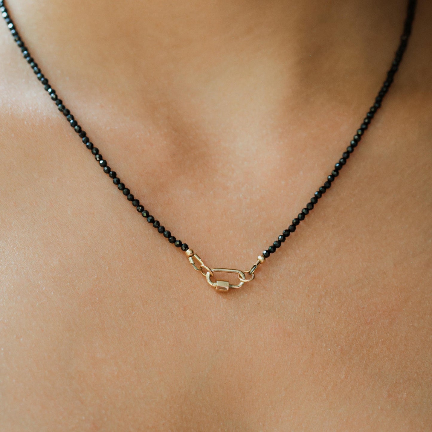 14K SOLID GOLD Black Tourmaline Necklace | black Tourmaline choker | Dainty black beaded gemstone necklace | tourmaline necklace 14k gold