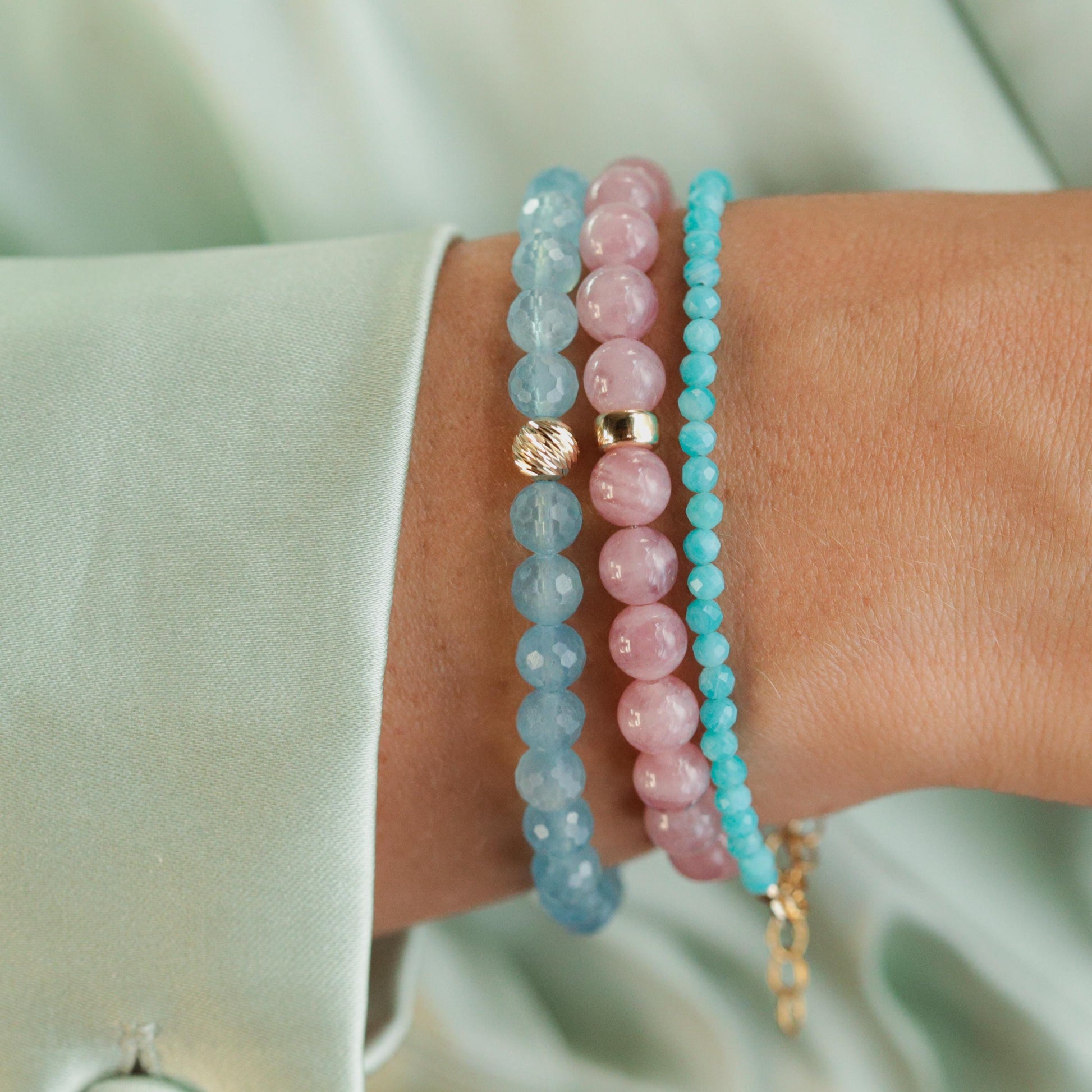 14K GOLD Aquamarine bracelet 6mm | March birthstone | AAA Aquamarine bracelet | Genuine beaded aquamarine bracelet | aquamarine #multicut