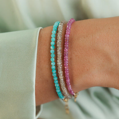 Natural zircon bracelet by Earthly Abundance featuring sparkling zircon stones on a delicate silver chain.