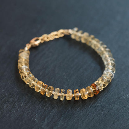 Unheated untreated AAA+ genuine citrine | beaded citrine bracelet | [EBCP1557] natural citrine bracelet | 14K gold filled citrine | citrine