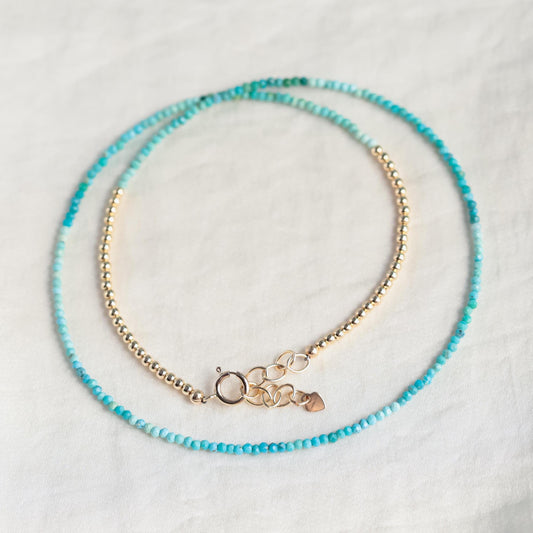 Unique Ombre Turquoise Necklace | Authentic Beaded Turquoise Jewelry | Arizona Turquoise | Beaded Turquoise, December Birthstone