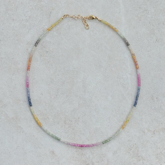 UNIQUE soft multi Sapphire Necklace | [ENSP1062] AAA+ sapphire necklace | Multi color pink sapphire beaded necklace | faceted sapphire