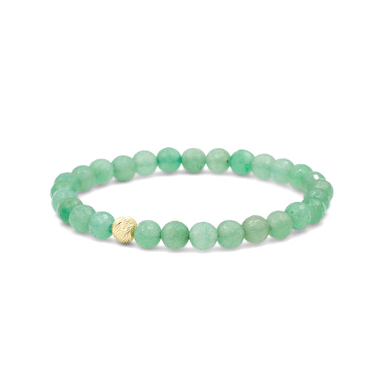 SOLID 14K GOLD Aventurine Bracelet, 6mm Green aventurine, natural aventurine bracelet | women's green aventurine 6mm