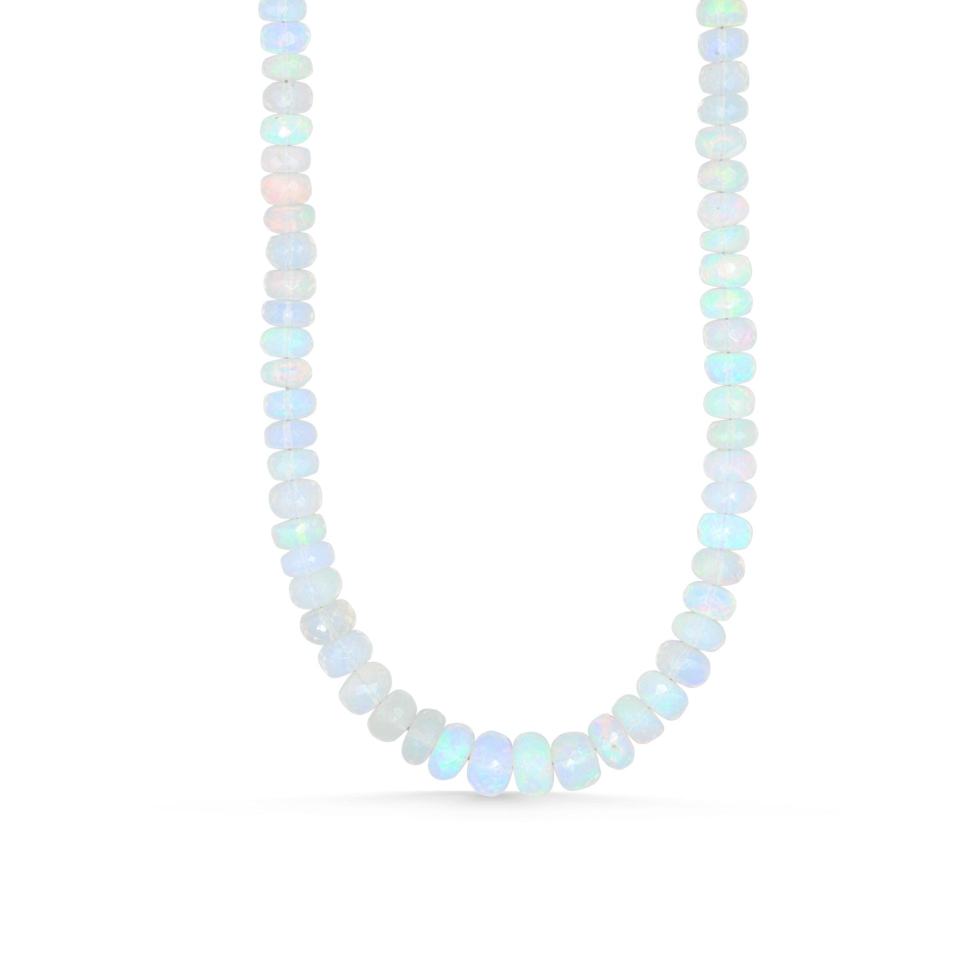 AAAA+ Ethiopian Opal Beaded Necklace | AAA+ Welo Opal Rondelle Necklace | October Birthstone | Genuine Ethiopian Opal | gradient rondel opal