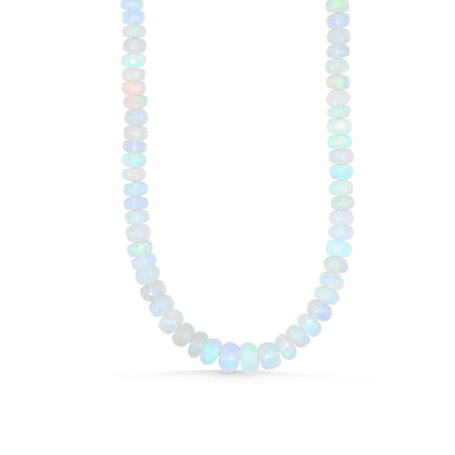 AAAA+ Ethiopian Opal Beaded Necklace | AAA+ Welo Opal Rondelle Necklace | October Birthstone | Genuine Ethiopian Opal | gradient rondel opal