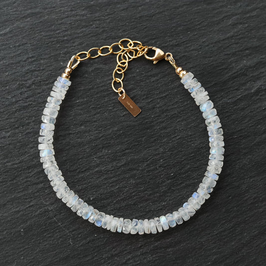 Rainbow Moonstone heishi bracelet | moonstone bracelet gold | Rainbow Moonstone jewelry | White rainbow moonstone bracelet | Moonstone