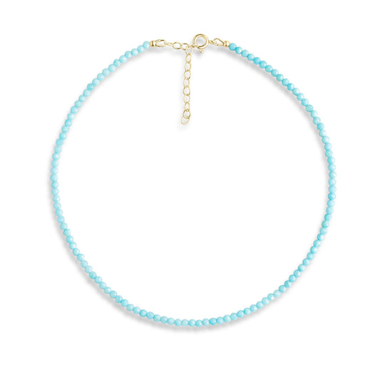Larimar 3mm Tiny Bead Necklace, dainty larimar Necklace, larimar beaded choker, Larimar Necklace | women's larimar jewelry W
