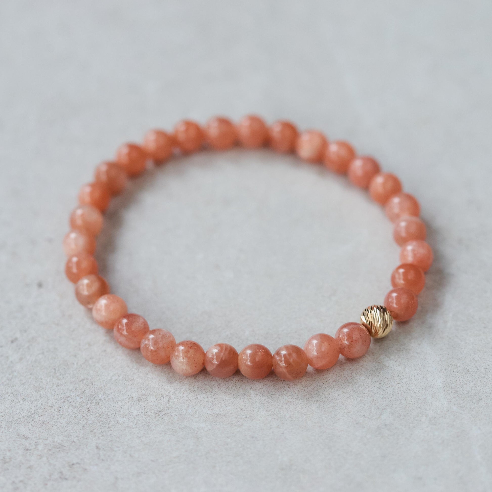 14K GOLD Peach Moonstone 6mm | AAA Grade Peach Moonstone Crystal Bracelet, 6mm Authentic Moonstone | natural peach moonstone