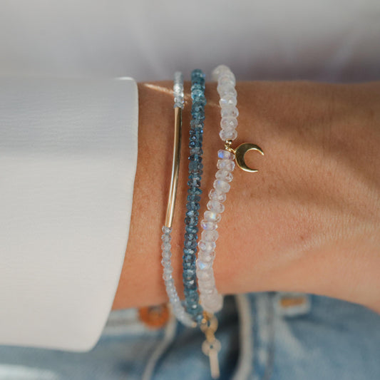 AAAA+ Santa Maria Aquamarine Bracelet | Aquamarine | Beaded Aquamarine Bracelet | Aquamarine Jewelry | Blue aquamarine