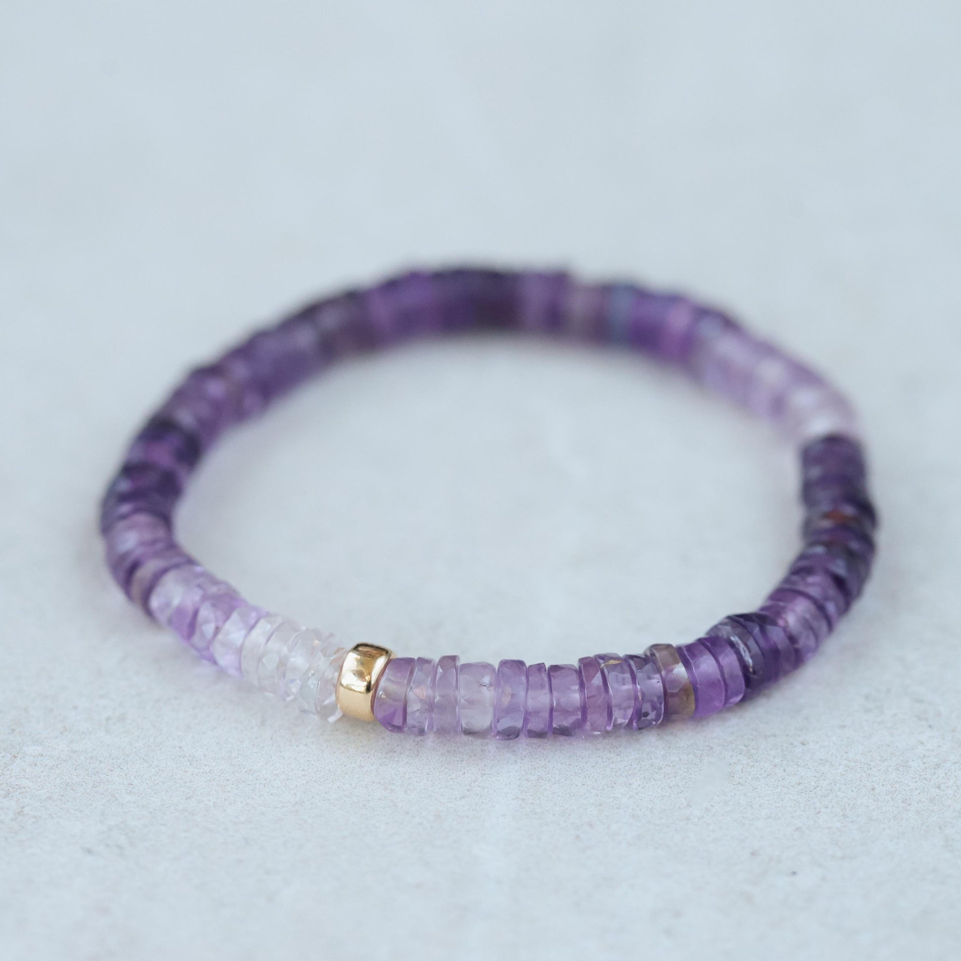 OMBRE Amethyst heishi bracelet | 6mm Amethyst bracelet [EBAM1665] | Purple amethyst beaded bracelet | amethyst beaded bracelet | faceted