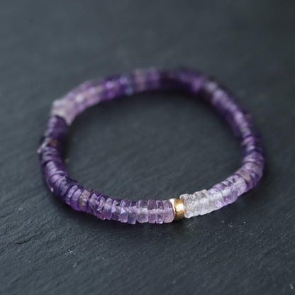OMBRE Amethyst heishi bracelet | 6mm Amethyst bracelet [EBAM1665] | Purple amethyst beaded bracelet | amethyst beaded bracelet | faceted