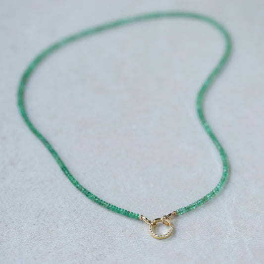 Zambian Emerald Necklace, Zambian emerald necklace | May birthstone necklace | smooth dainty Zambian emerald beaded