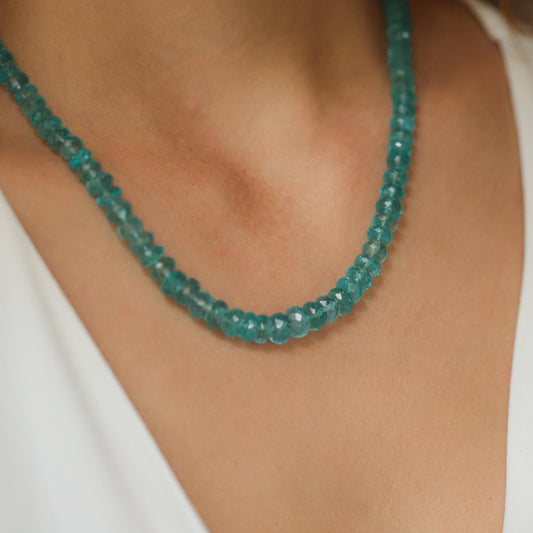 AAAA+ apatite Necklace, AAAA+ apatite Rondelle Necklace, Apatite Gemstone Necklace,Apatite Necklace, Apatite