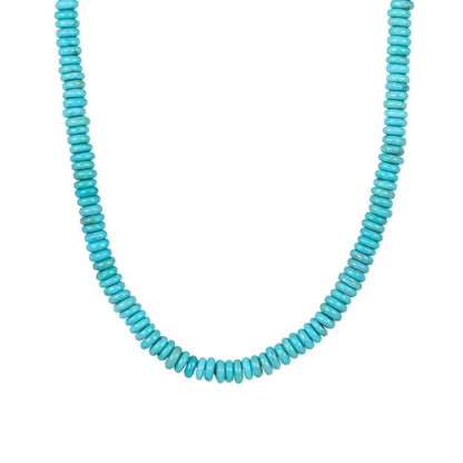 Genuine Natural Kingman Turquoise Beaded Necklace, rondel turquoise Necklace, Turquoise Necklace, Choker Necklace