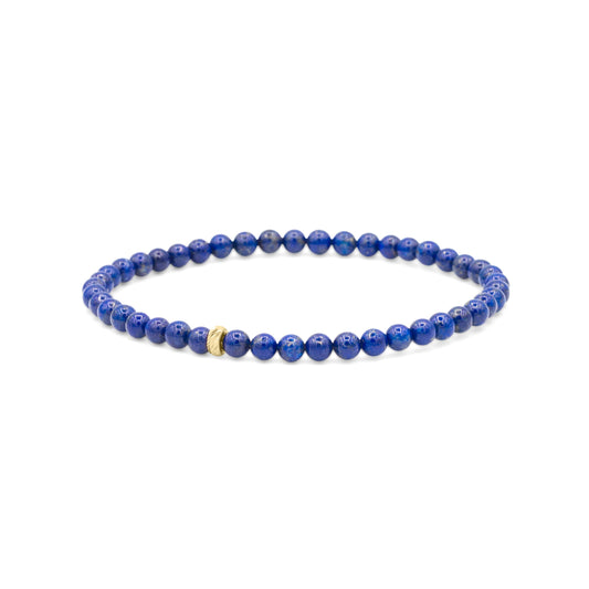 SOLID 14K gold Lapis Lazuli Bracelet, Genuine Lapis Lazuli Beaded Bracelet, 4mm Genuine Lapis Lazuli bracelet, 14K gold filled accents