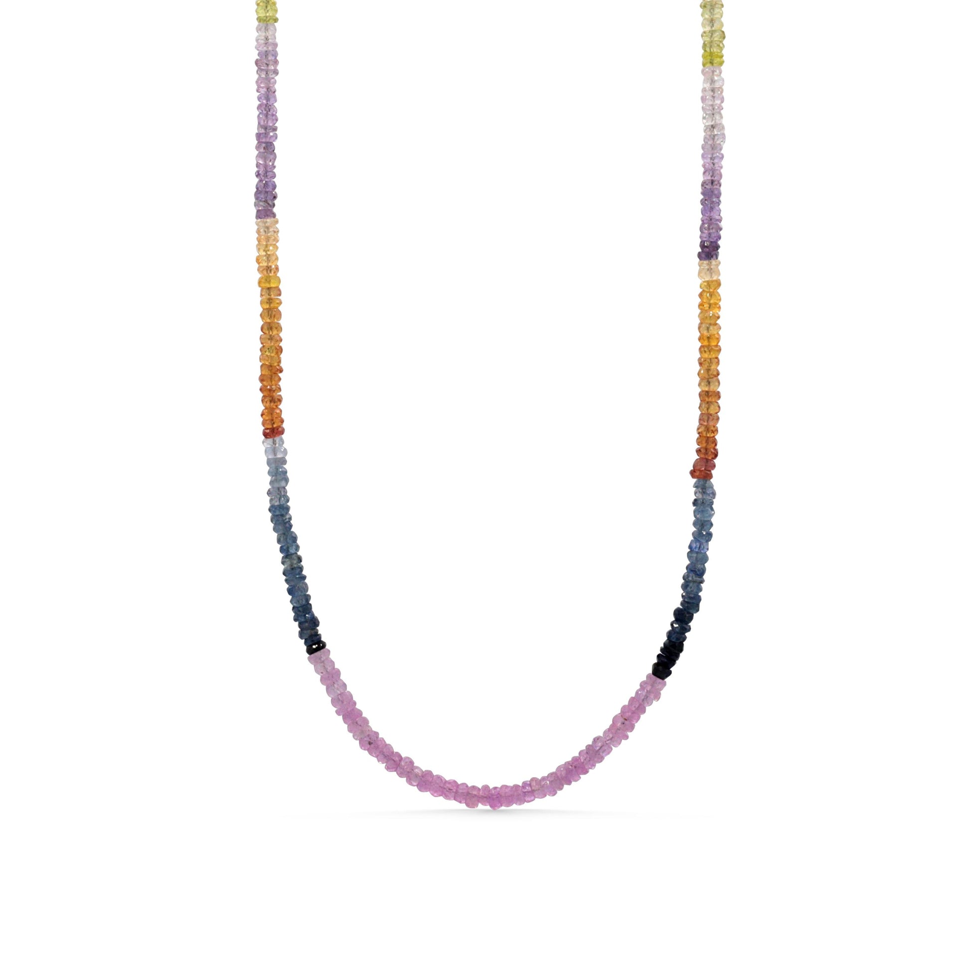 Multi Sapphire Necklace | Sapphire carabiner necklace, AAA+ sapphire necklace, Multi color pink sapphire beaded necklace, faceted sapphire W