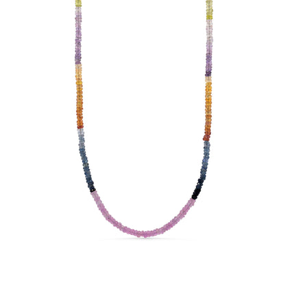 Multi Sapphire Necklace | Sapphire carabiner necklace, AAA+ sapphire necklace, Multi color pink sapphire beaded necklace, faceted sapphire W