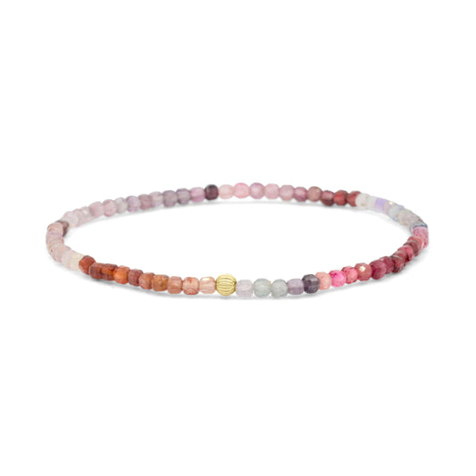 AAA+ Multi spinel cubes 2.5-3mm Bracelet | Genuine Multi spinel cubes 2.5-3mm Bead Bracelet for Women | Multi spinel cubes 2.5-3mm W