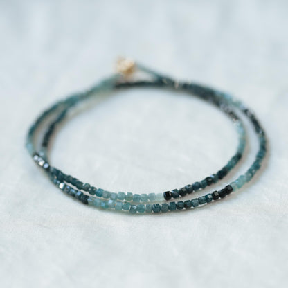 Cube Grandidierite necklace