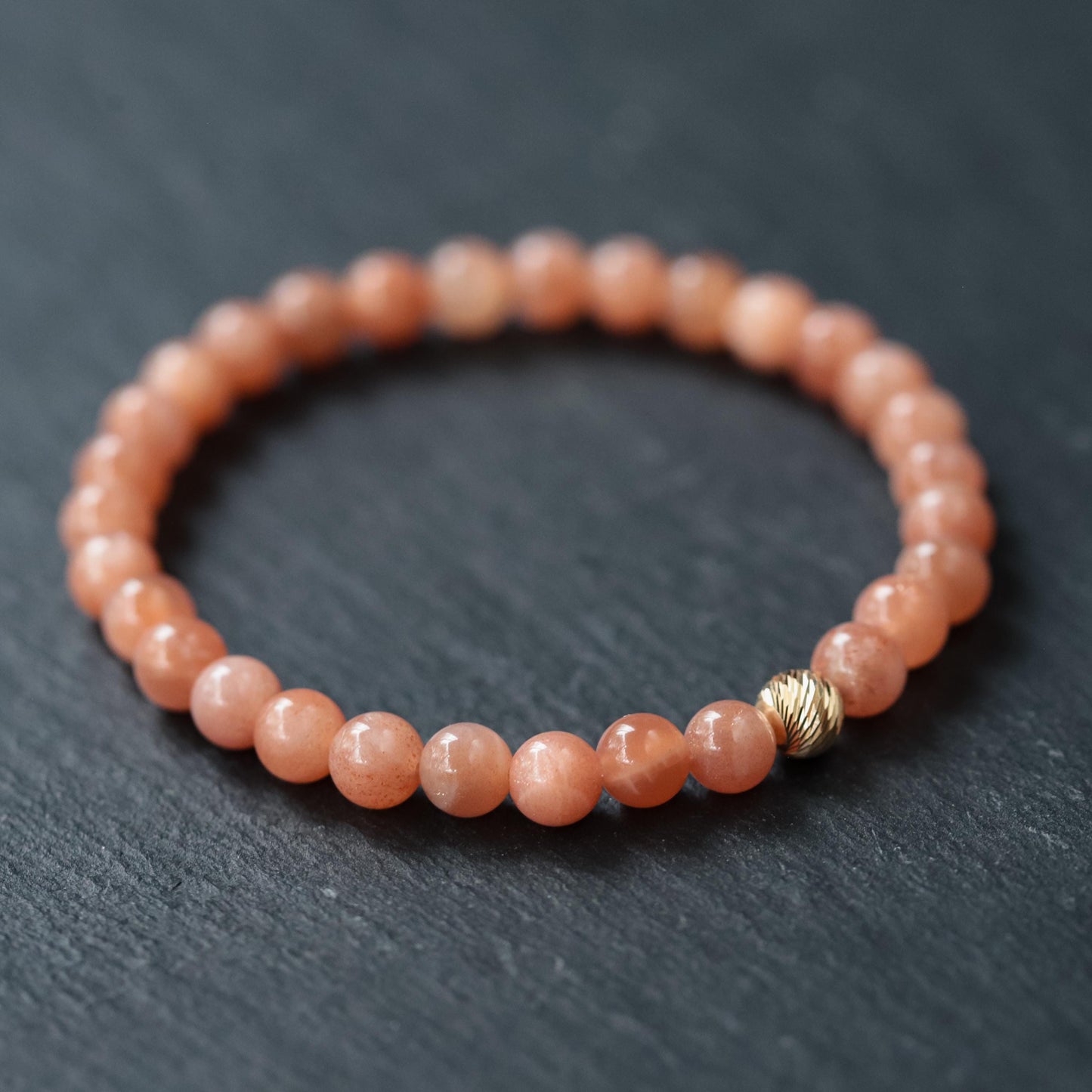 14K GOLD Peach Moonstone 6mm | AAA Grade Peach Moonstone Crystal Bracelet, 6mm Authentic Moonstone | natural peach moonstone