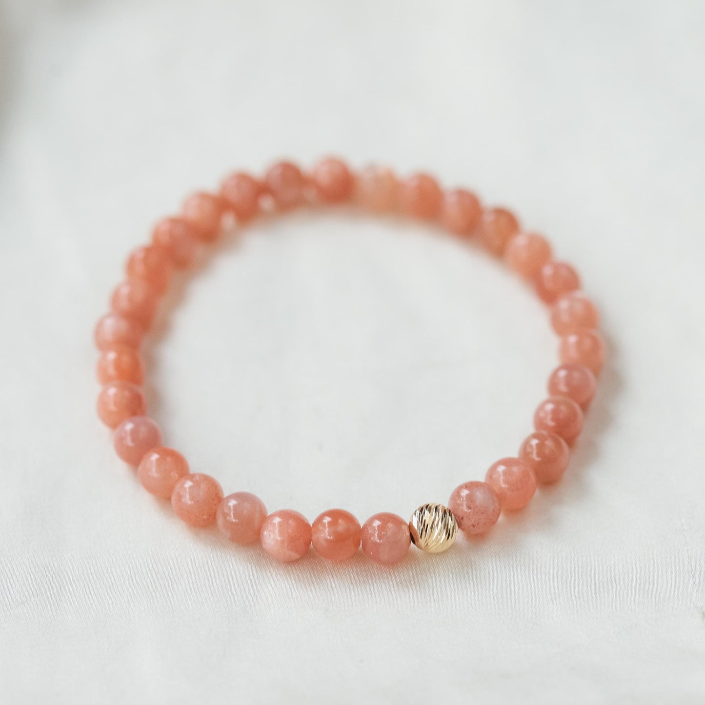 14K GOLD Peach Moonstone 6mm | AAA Grade Peach Moonstone Crystal Bracelet, 6mm Authentic Moonstone | natural peach moonstone