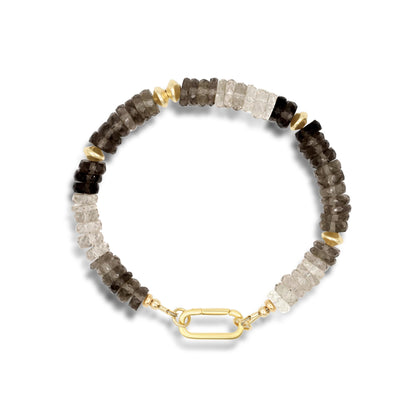 Faceted Smoky Quartz Bracelet | Ombre Smoky Quartz Bracelet | Carabiner gemstone bracelet | smoky quartz | AAAA+ smoky quartz bracelet