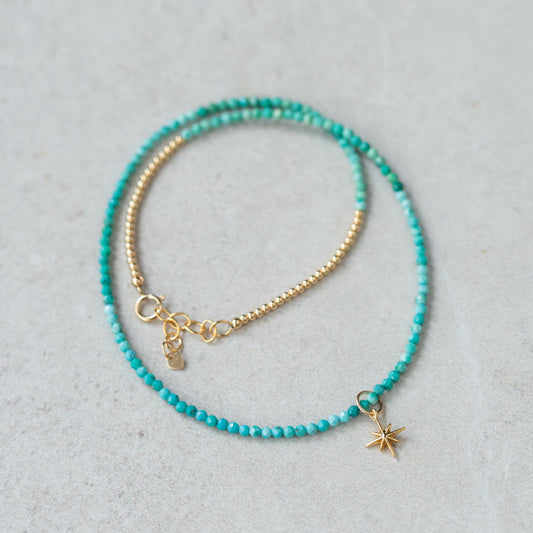 Unique Ombre Turquoise Necklace | Authentic Beaded Turquoise Jewelry | Arizona Turquoise | Beaded Turquoise, December Birthstone