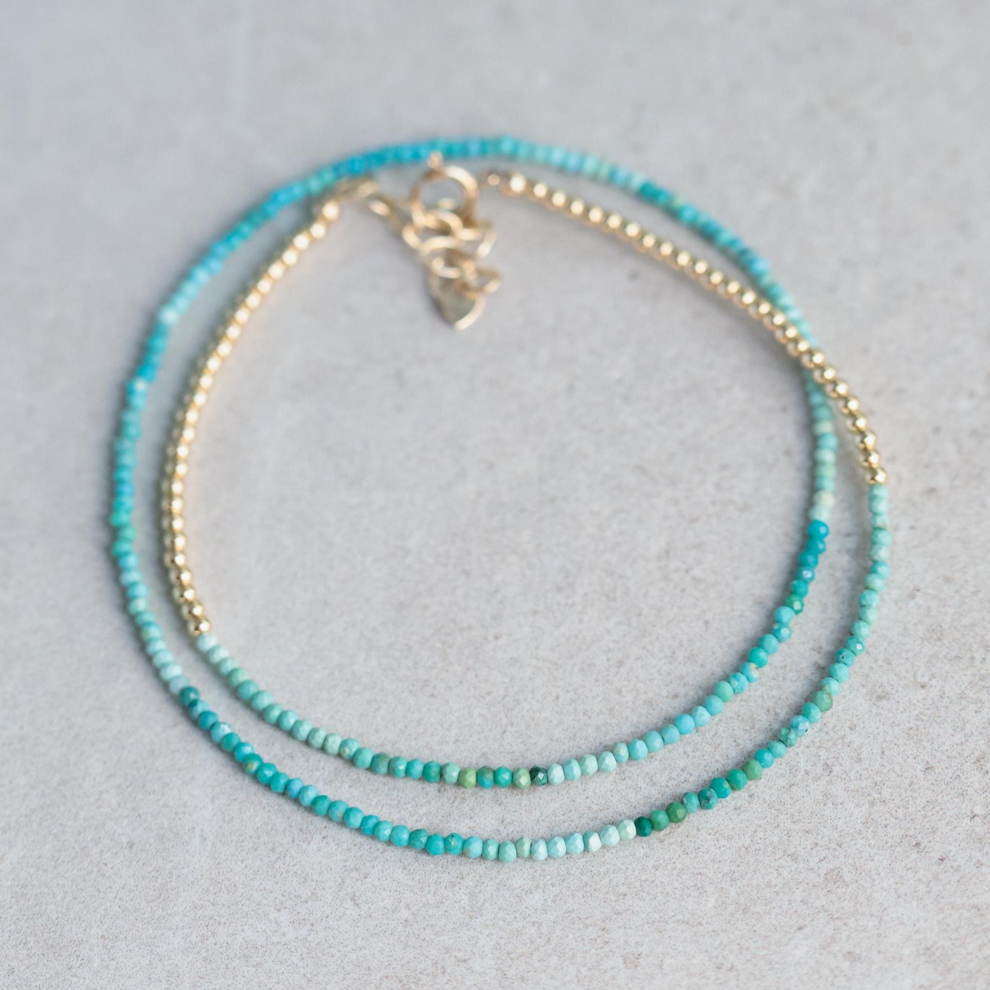 Unique Ombre Turquoise Necklace | Authentic Beaded Turquoise Jewelry | Arizona Turquoise | Beaded Turquoise, December Birthstone