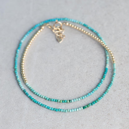Unique Ombre Turquoise Necklace | Authentic Beaded Turquoise Jewelry | Arizona Turquoise | Beaded Turquoise, December Birthstone