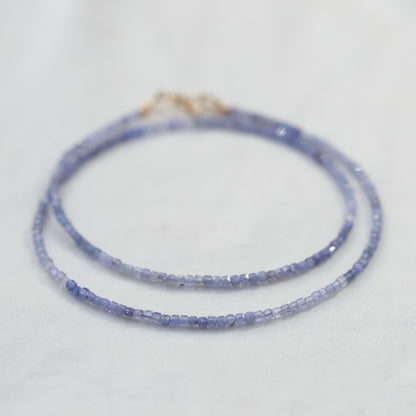 14K GOLD Tanzanite beaded necklace | Tanzanite beaded jewelry | Tanzanite gemstone beaded necklace, Tanzanite choker necklace