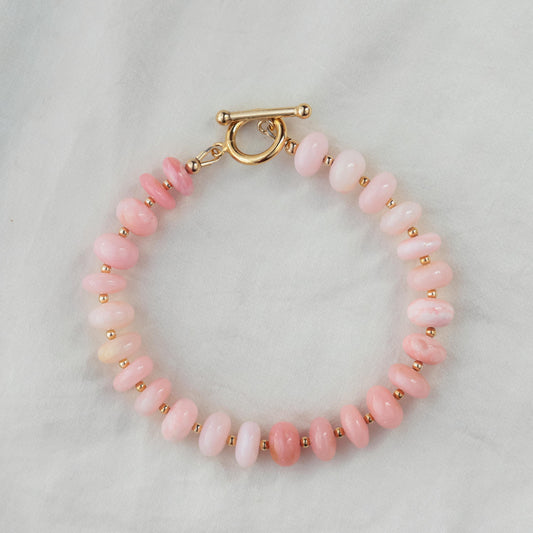 Pink Opal Bracelet, Pink opal beaded bracelet | Soft Pink Beads | Peruvian pink opal bracelet, Pink Opal | pink opal heishi