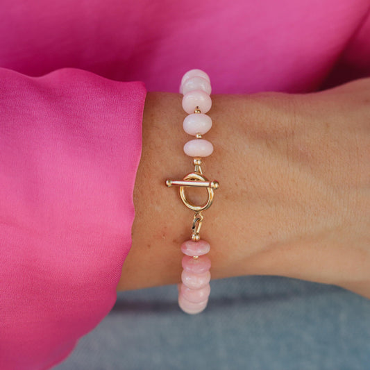 Pink Opal Bracelet, Pink opal beaded bracelet | Soft Pink Beads | Peruvian pink opal bracelet, Pink Opal | pink opal heishi