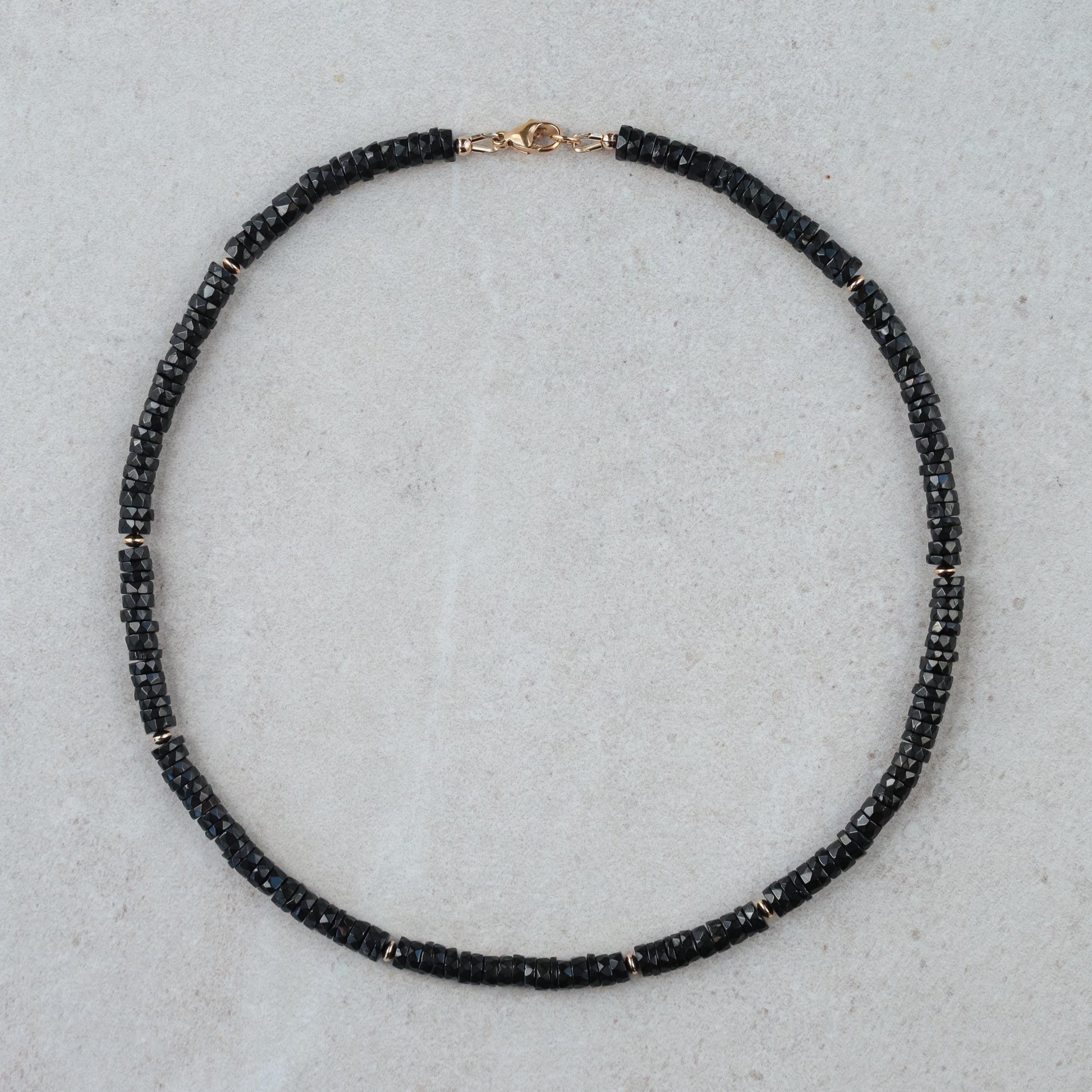 Faceted black spinel necklace