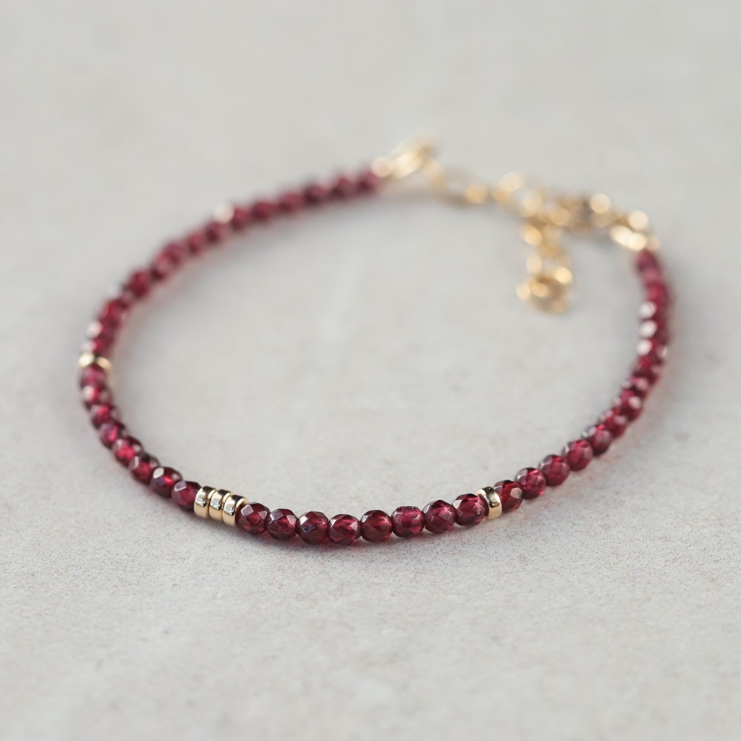 Genuine Garnet Bracelet, 14K Gold Filled Bracelet, Delicate Garnet Skinny Stacking Bracelet, Garnet 3mm | dainty garnet bracelet | garnet