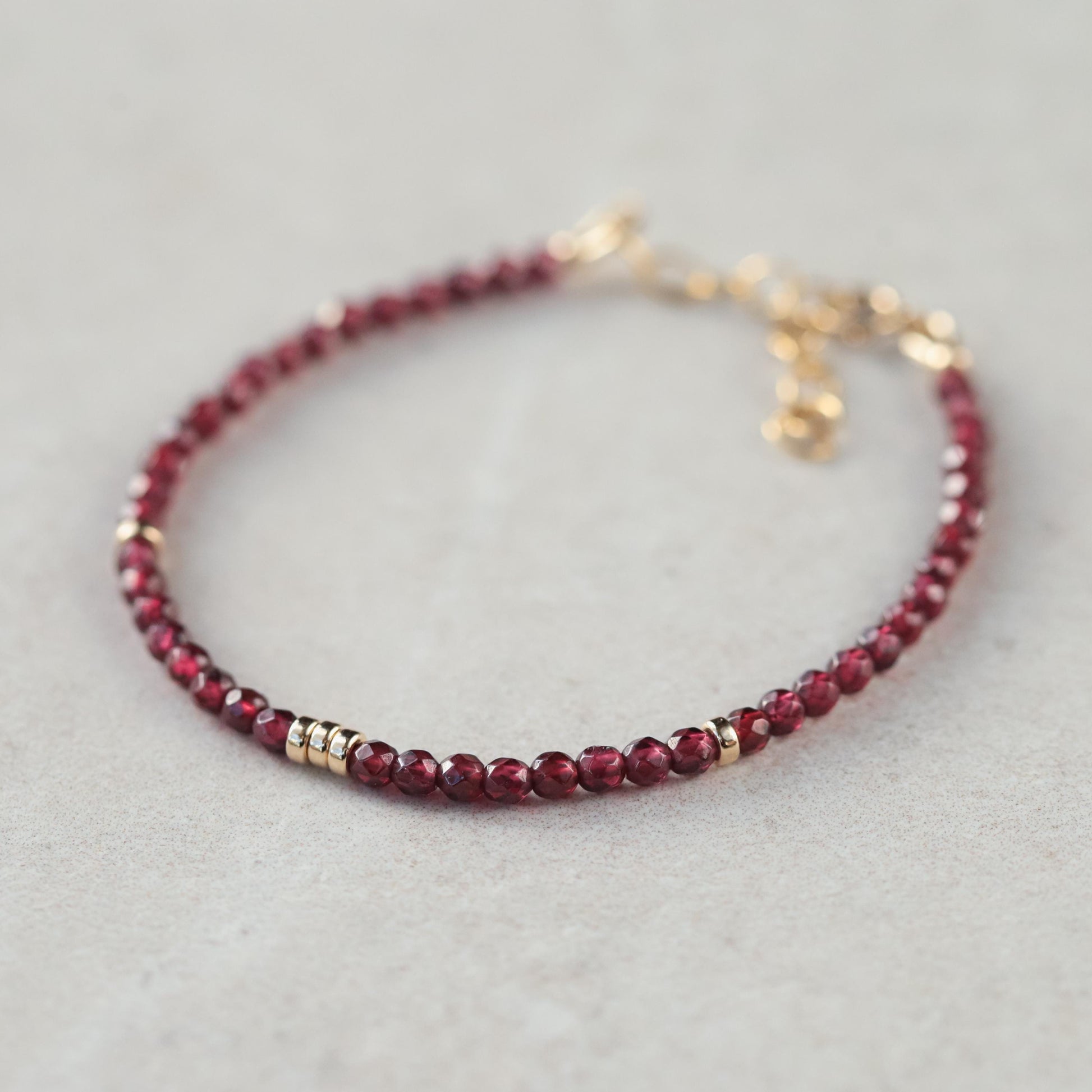 Genuine Garnet Bracelet, 14K Gold Filled Bracelet, Delicate Garnet Skinny Stacking Bracelet, Garnet 3mm | dainty garnet bracelet | garnet