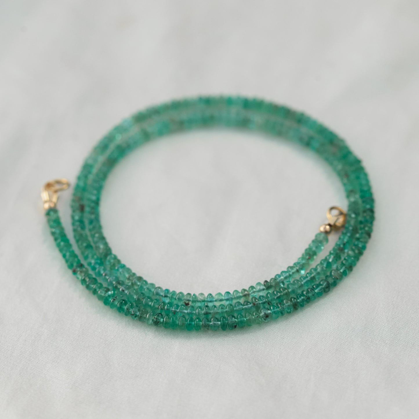Zambian Emerald Necklace, Zambian emerald necklace | May birthstone necklace | smooth dainty Zambian emerald beaded