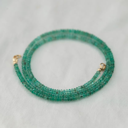 Zambian Emerald Necklace, Zambian emerald necklace | May birthstone necklace | smooth dainty Zambian emerald beaded