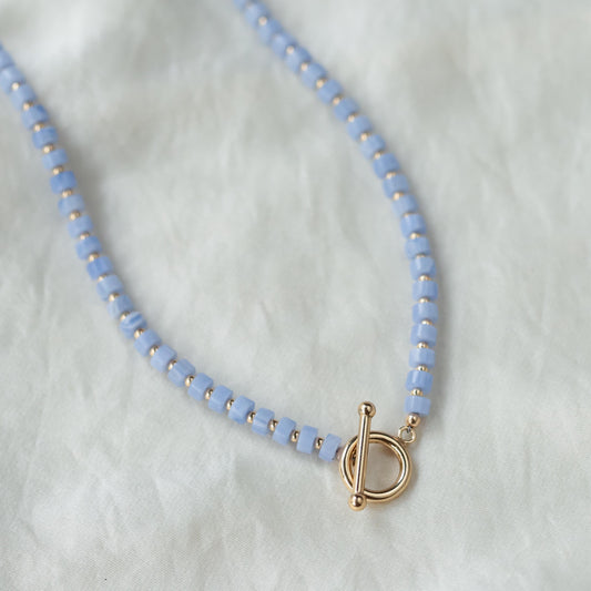 AAAA+ Blue Lace Agate Beaded Necklace, Blue Lace Agate necklace [ENBM1881] | Blue Lace Agate Necklace | Blue Lace Agate Necklace